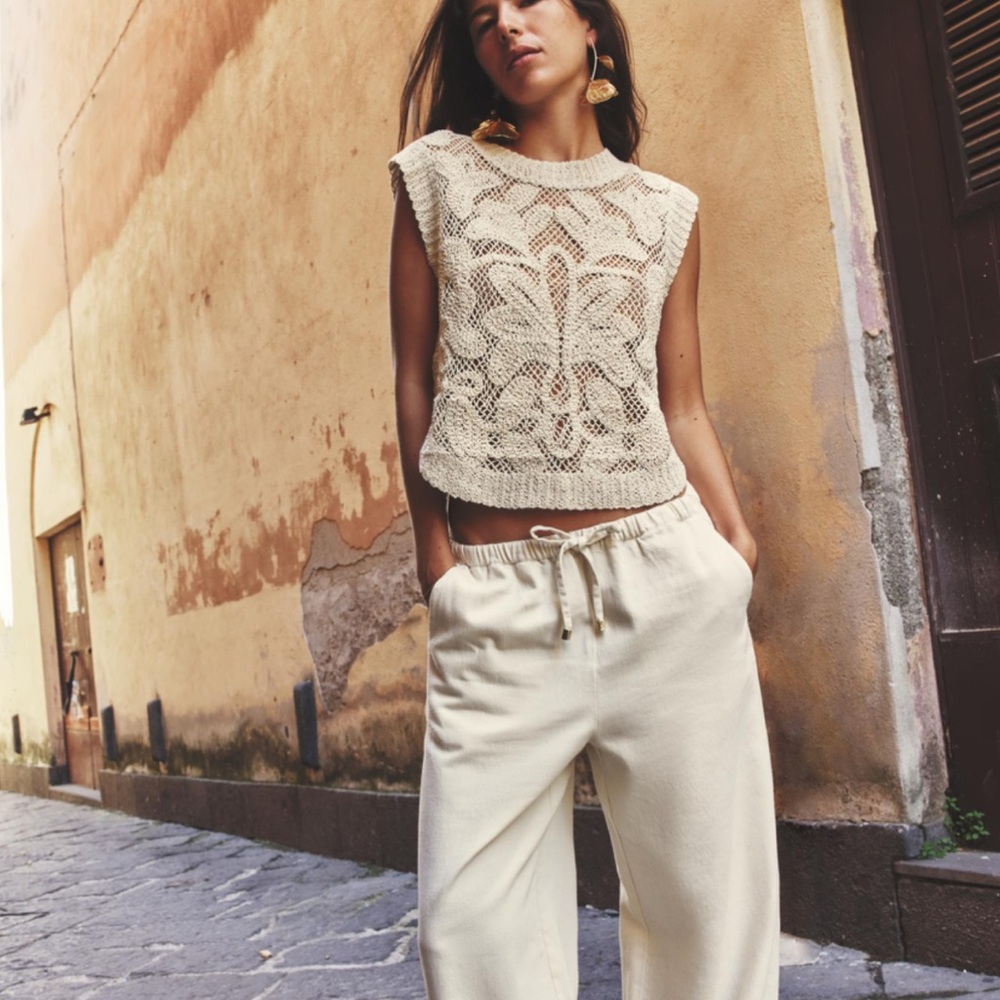Zara Cream Chinos Relaxed Fit